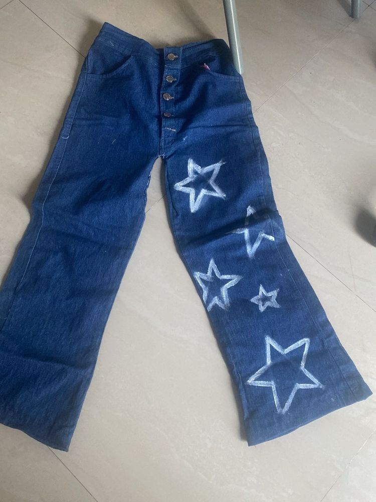 Blue Denim Jeans with White Stars