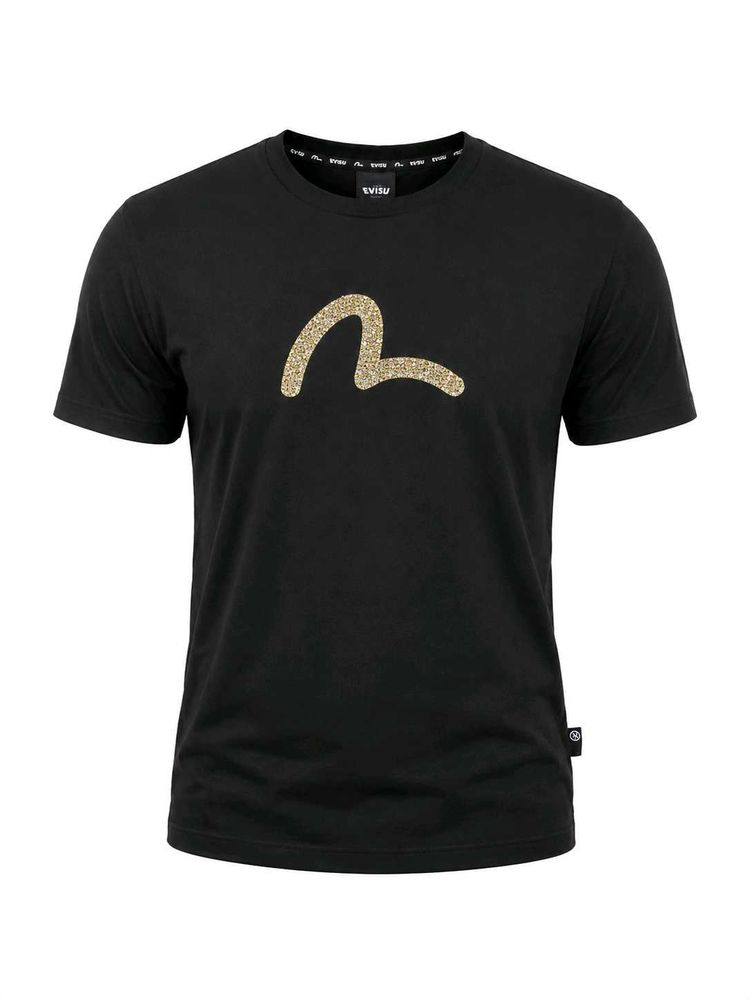 Evisu Black T-Shirt with Gold Logo