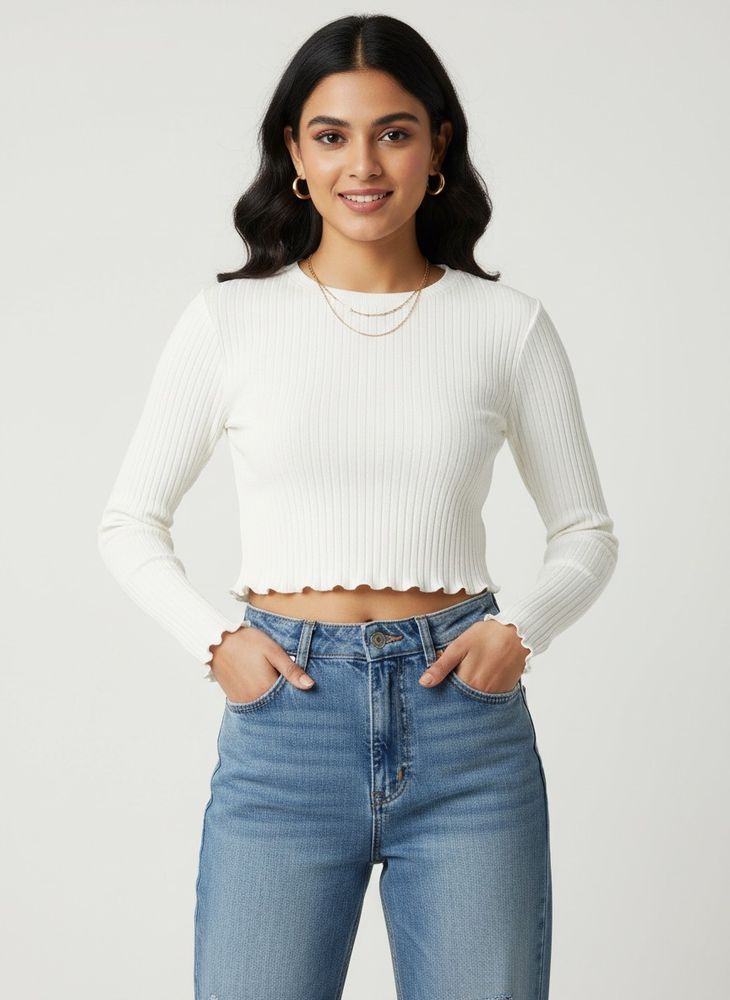 Ribbed Long Sleeve Crop Top