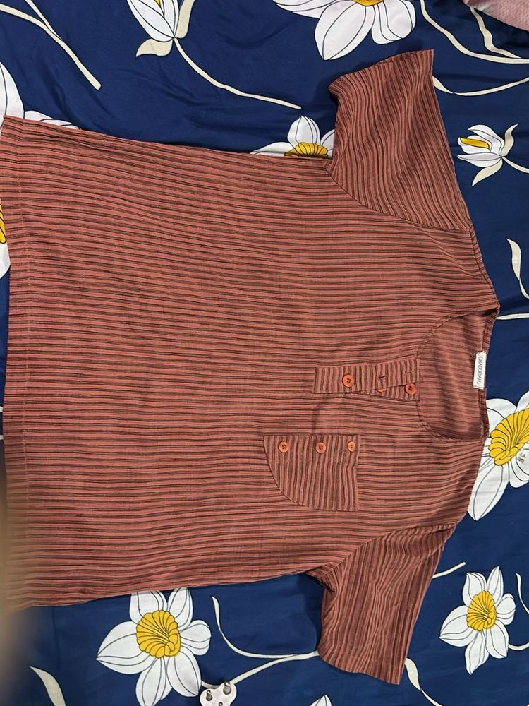 Striped Henley T-Shirt with Pocket
