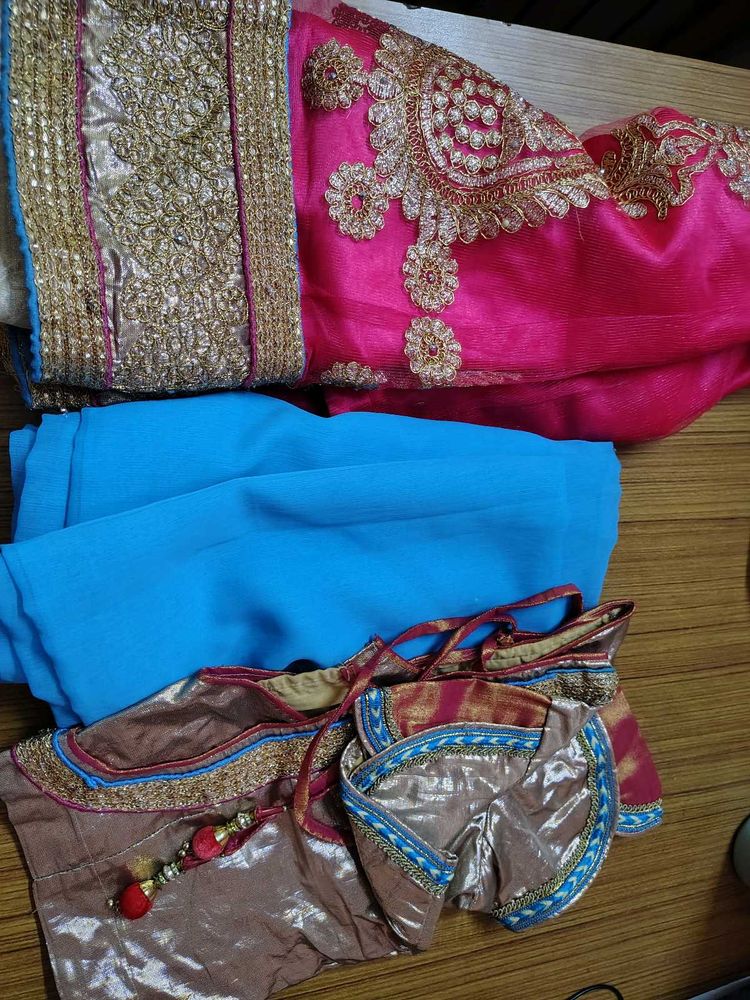 pink blue lehenga choli