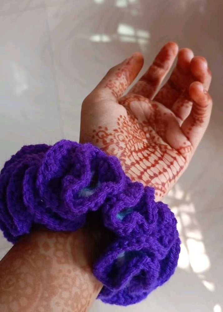 pack of 3 Handmade Crochet Flower Scrunchie