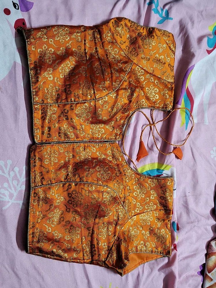 Orange Brocade Blouse