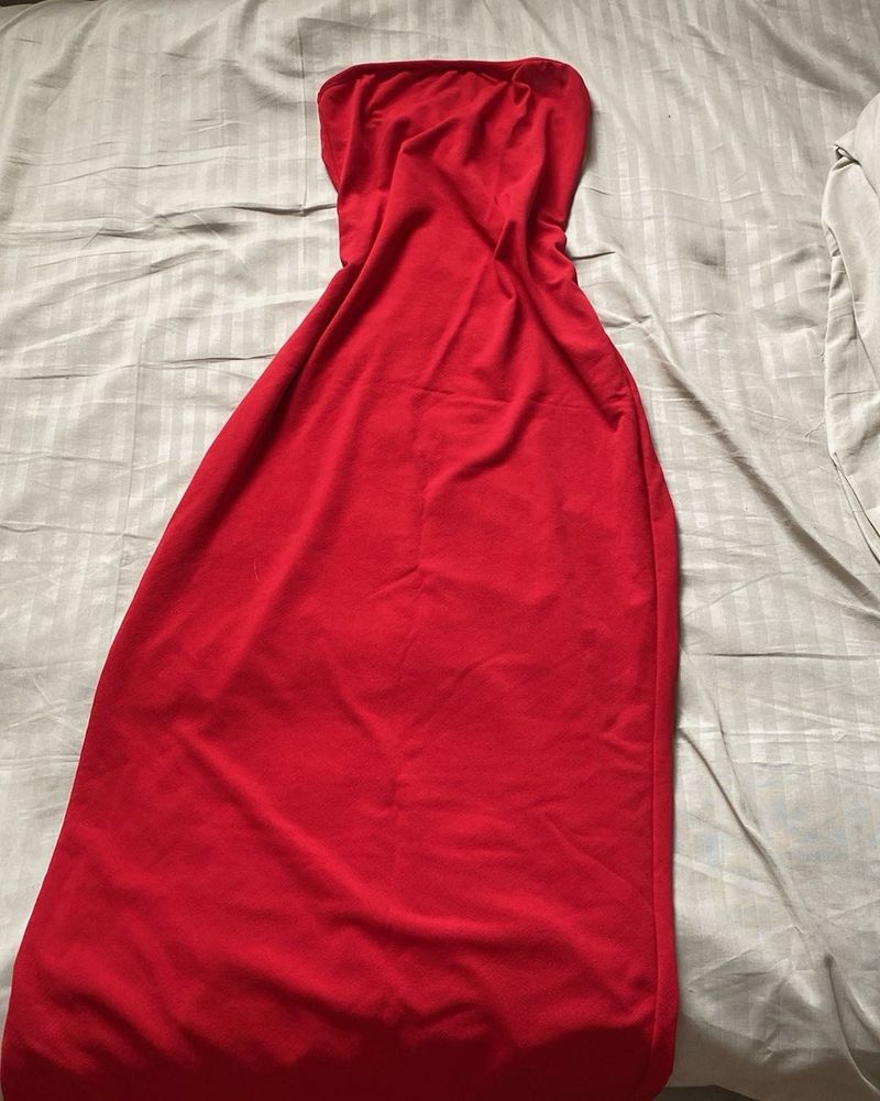 Red Strapless Maxi Dress