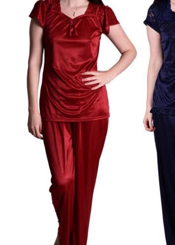 Satin Night suit with Lace Trim