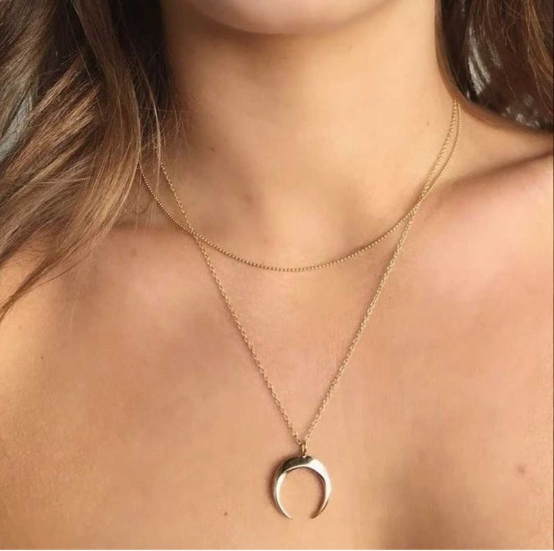 Double Layered Crescent Moon Necklace