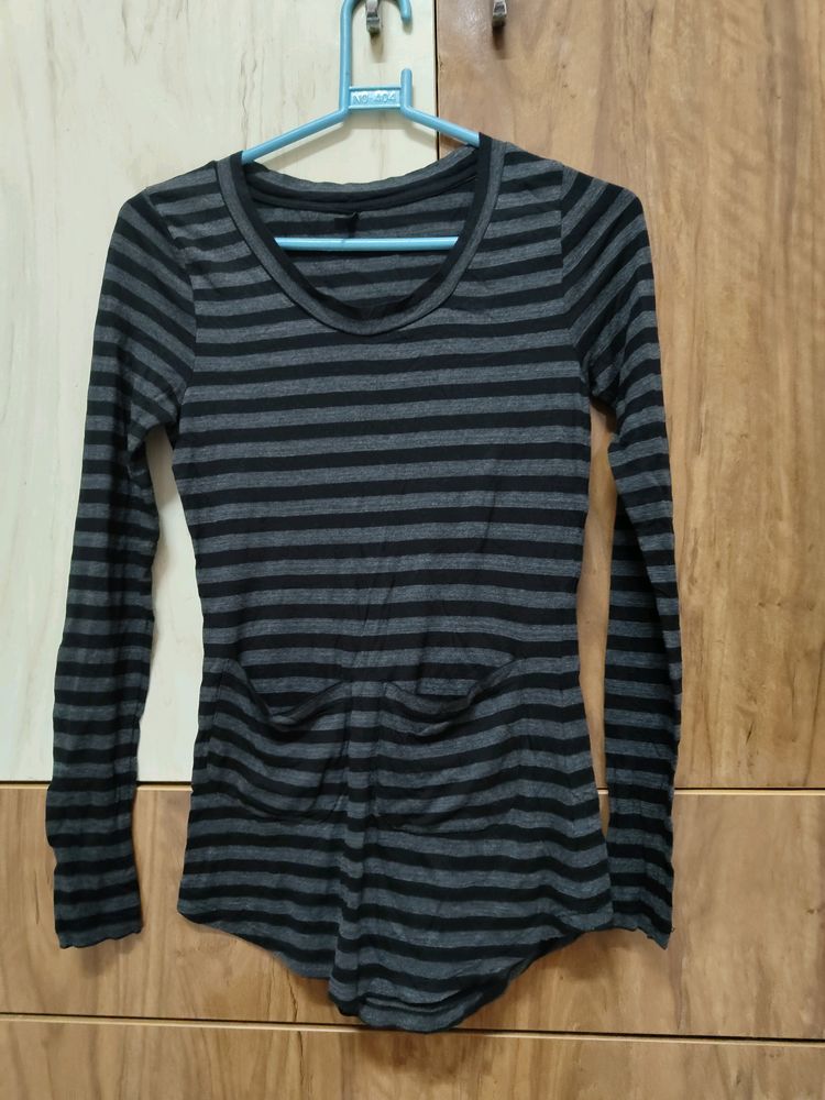 Black An Grey Line T Shirt