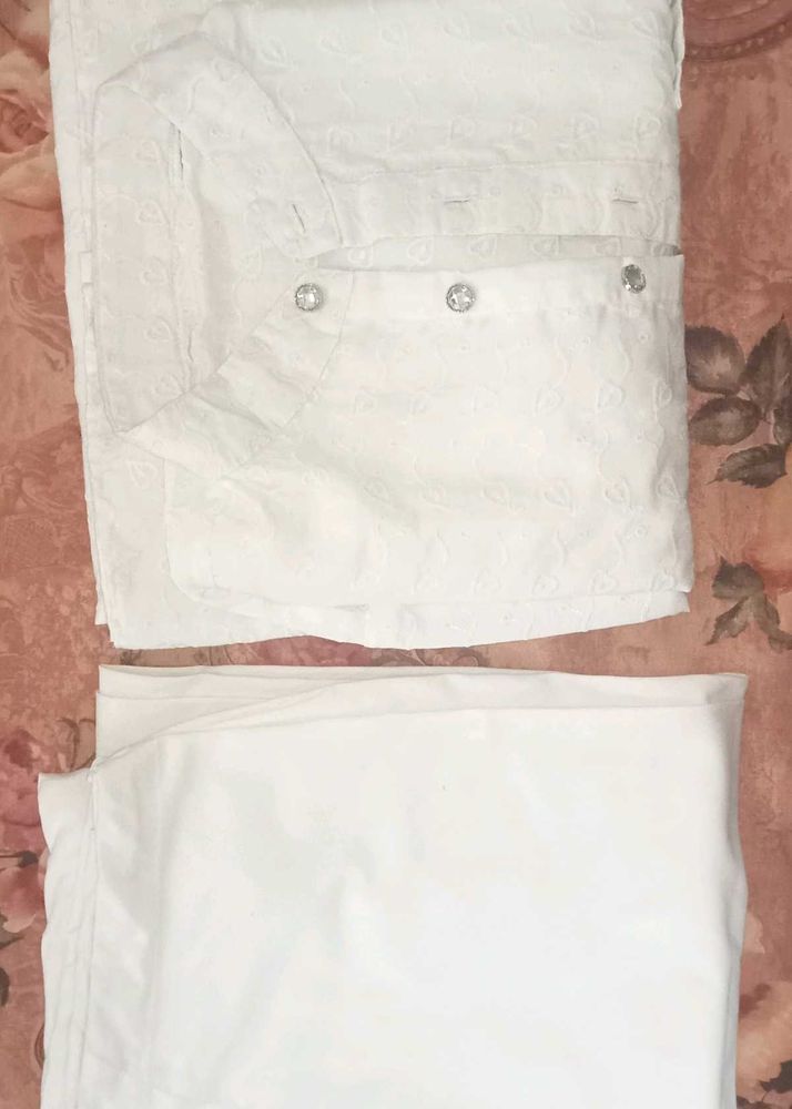 White Embroidered Kurta Pajama Set