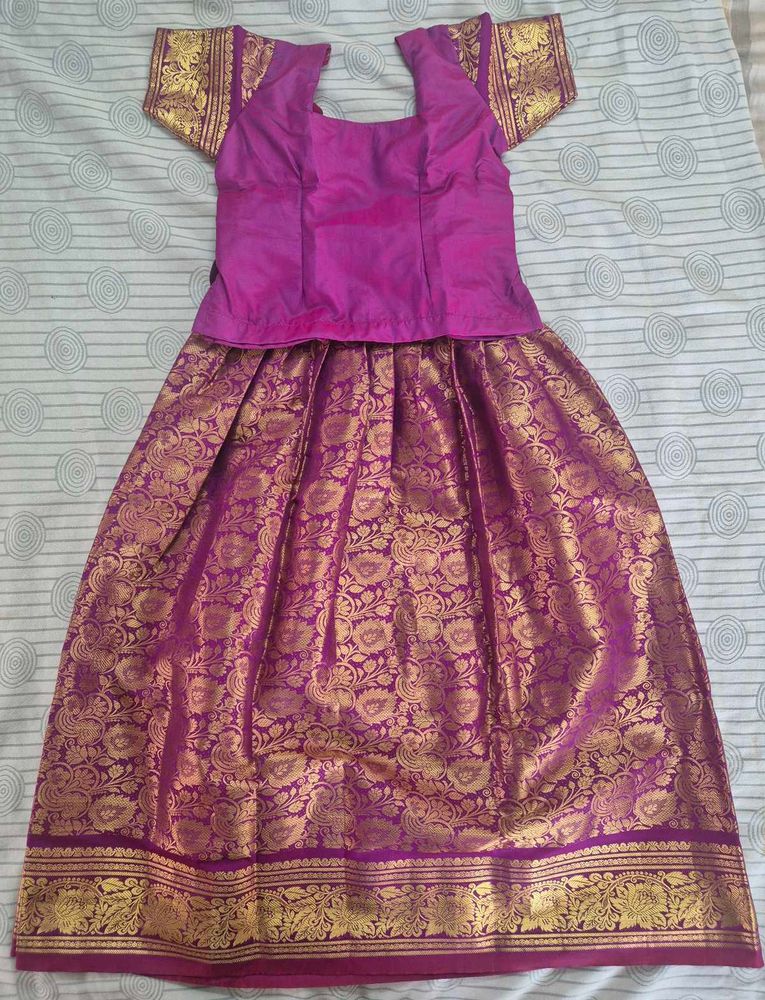 Purple &amp; Gold Silk Lehenga Choli - New