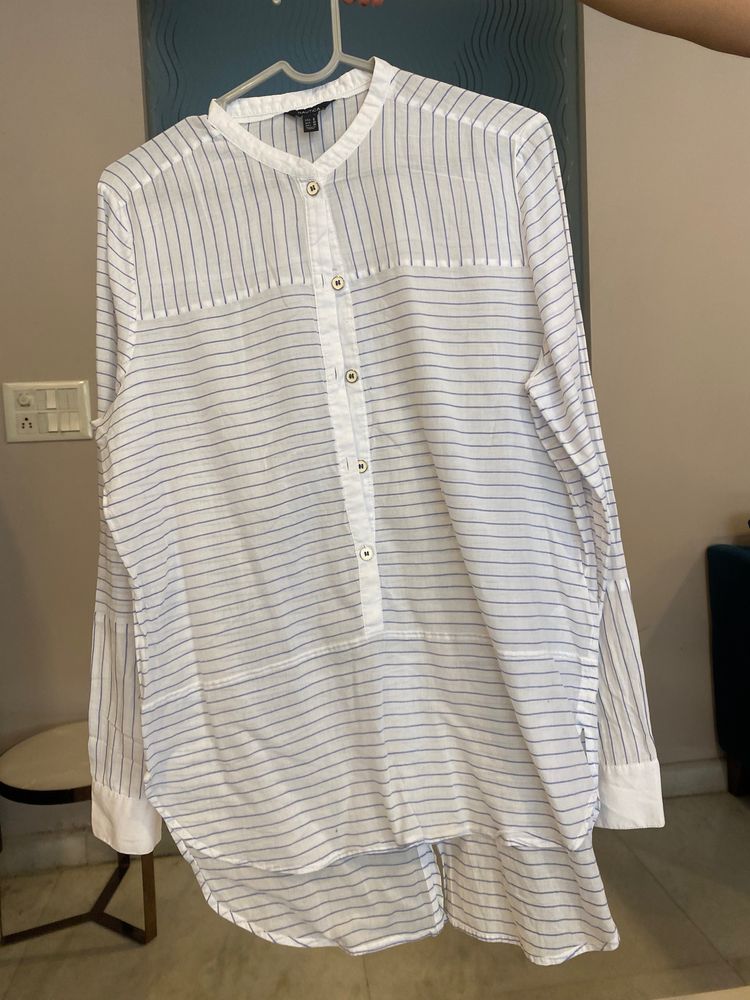 Nautica Mulmul White Top With Blue Stripes Size S-M