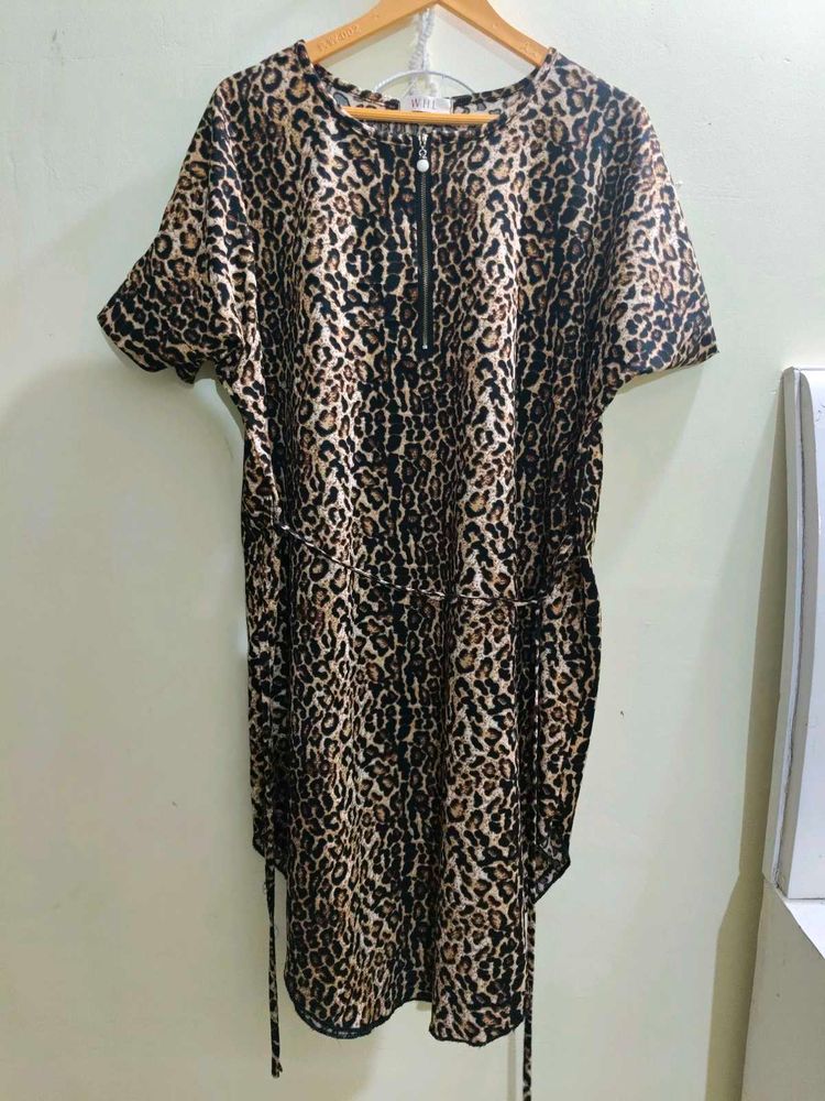 Leopard Print Short Sleeve Dress