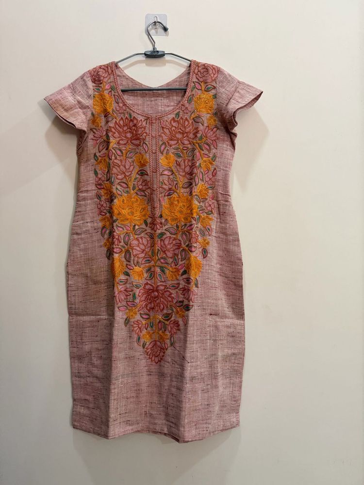 Elegant Rose Taupe Embroidered Straight Kurta ✨