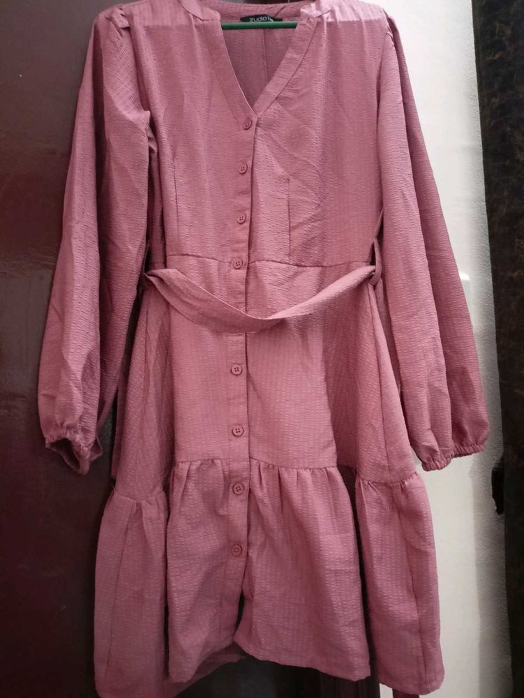 Belted Button-Down Dress