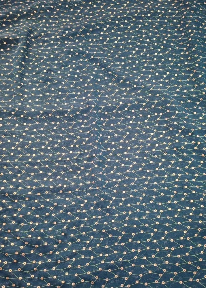 Elegant Blue Saree with White Motifs