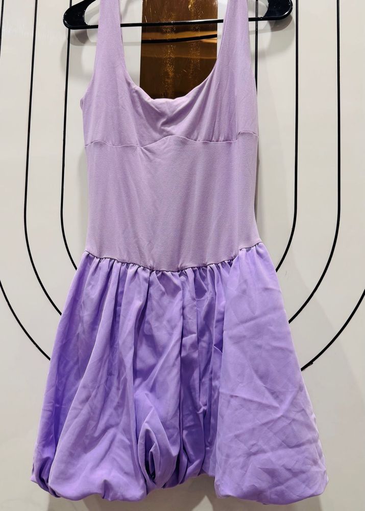 Lavender Bubble Hem Mini Dress
