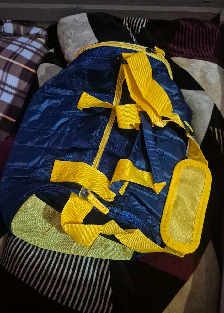 Blue and Yellow Duffle Bag
