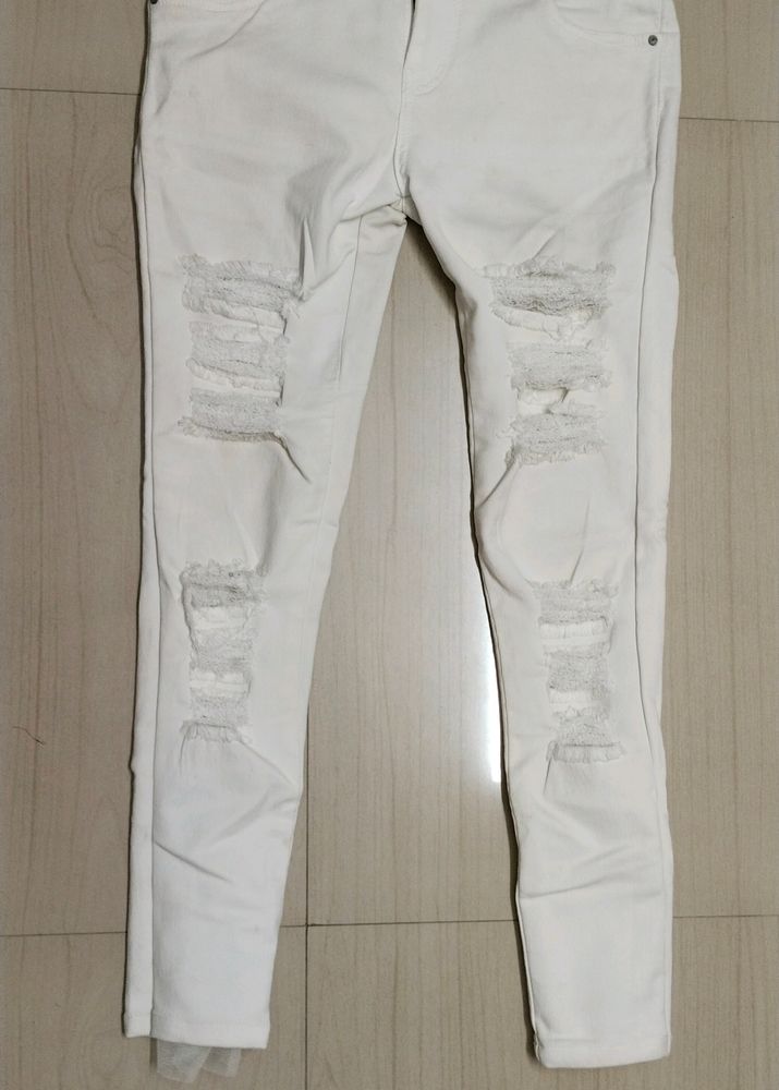 White Jeans With Green Top