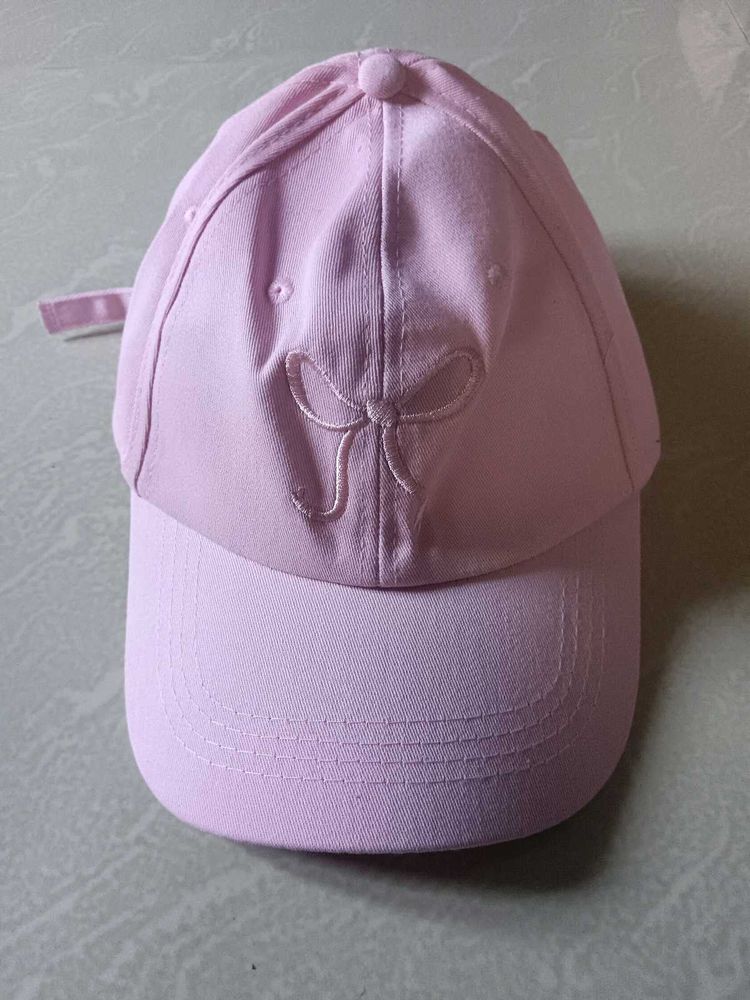🇹🇭Cute Pink Baseball Cap with Bow Detail