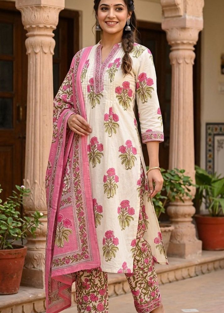 Women's Floral Print Kurta Set with Dupatta