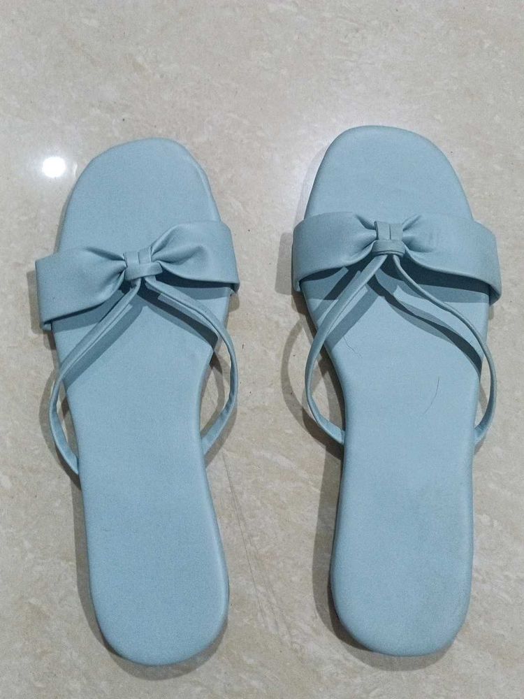Cute Light Blue Bow Sandals
