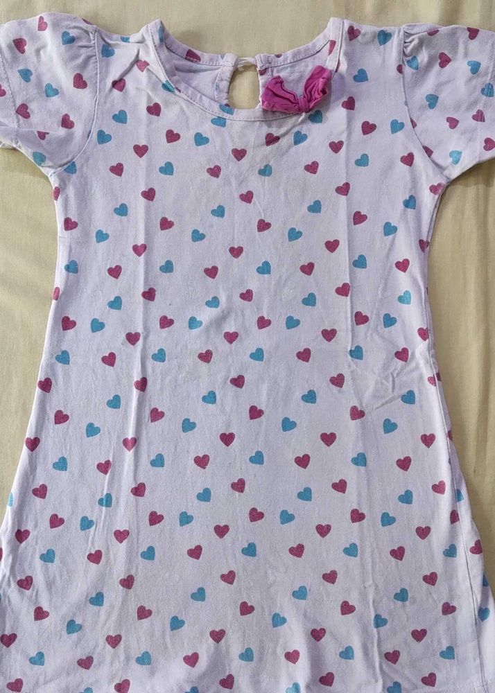 Cute Heart Print midi Dress full length 48cm