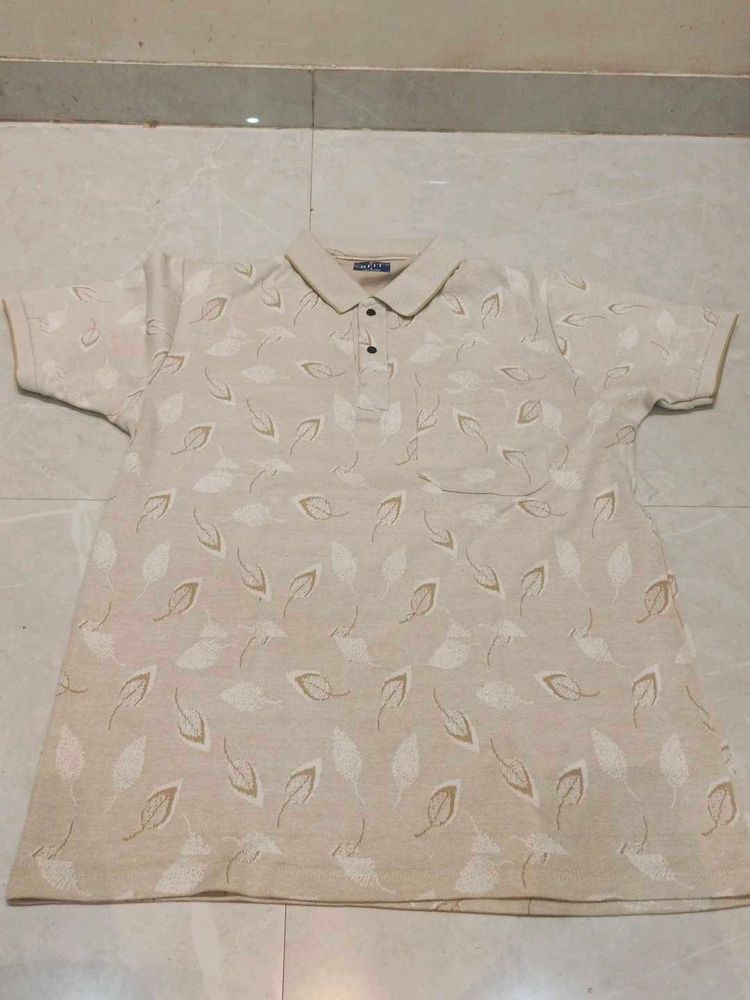 Men's Leaf Print Polo T-Shirt