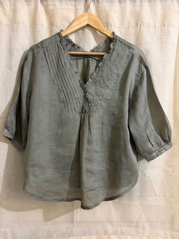 Pintucks chanderi blouse