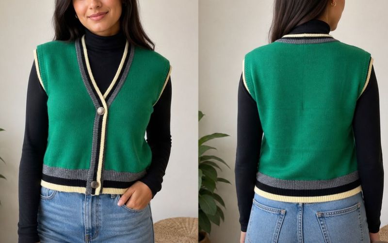 Green Knit Sweater Vest