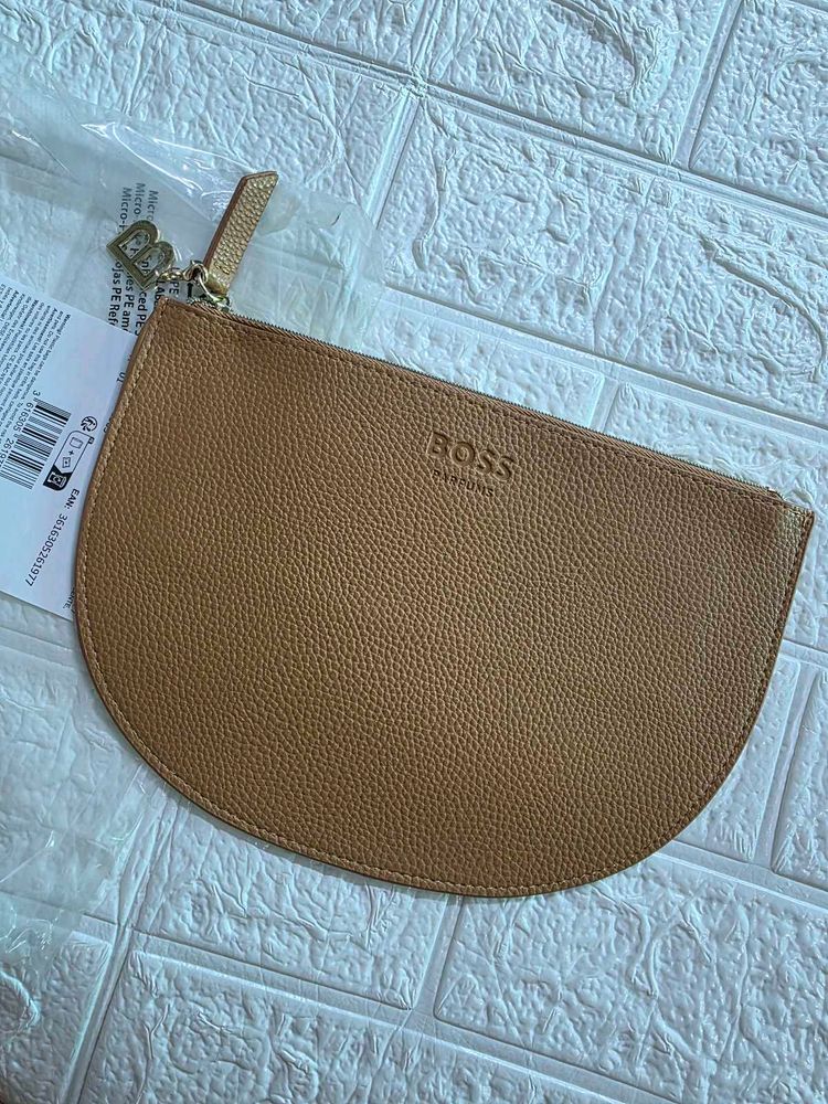 hugo BOSS Brown Leather Clutch Pouch