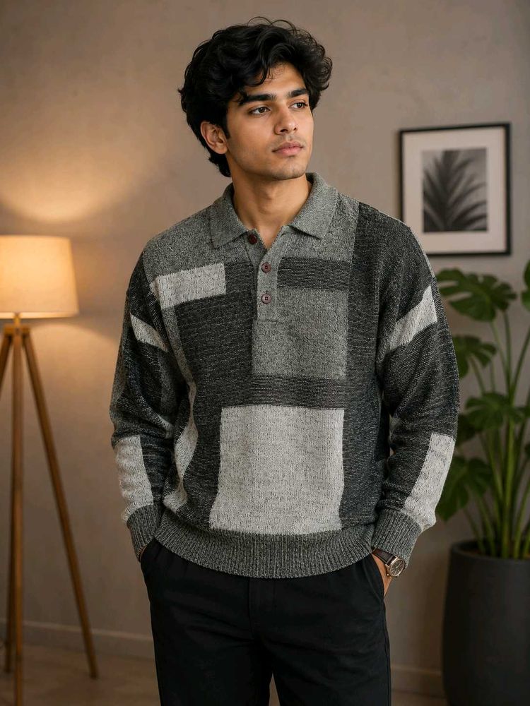 Geometric Pattern Knit Sweater