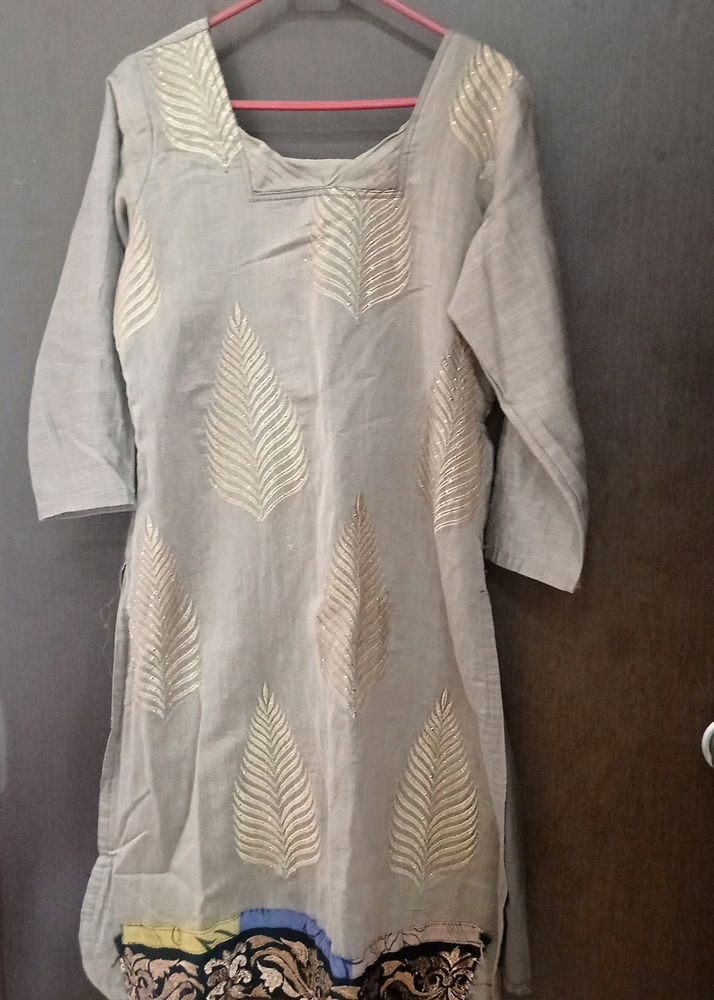 Grey Cotton Stitched Top -M Size