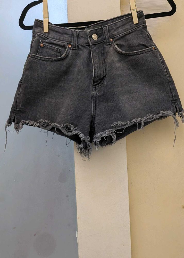 Gray Denim Cut-off Shorts