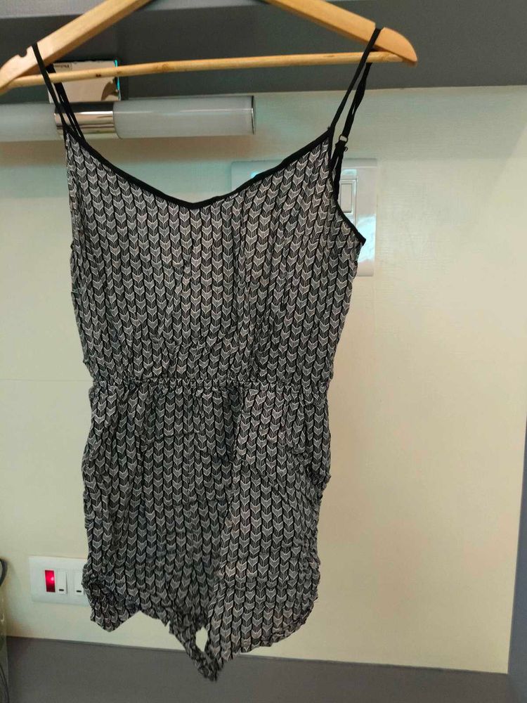 Black &amp; White Patterned Romper