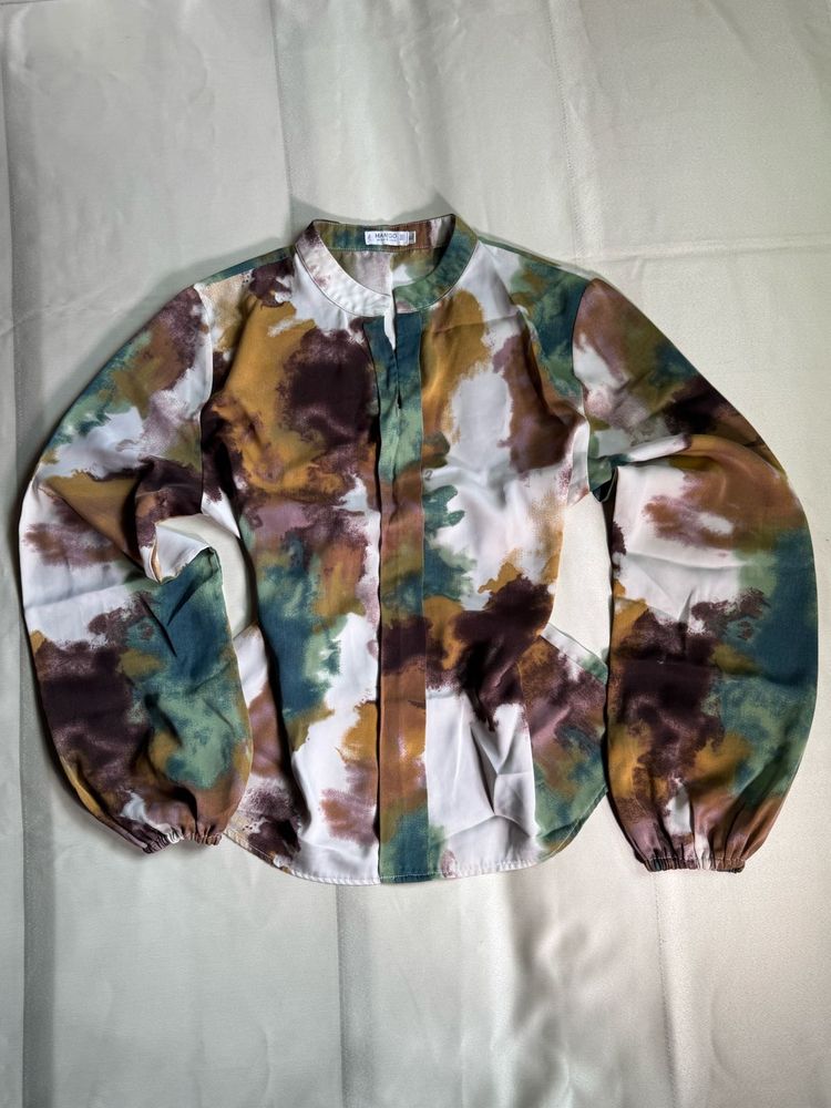 mango multicolor tie-dye abstract print blouse