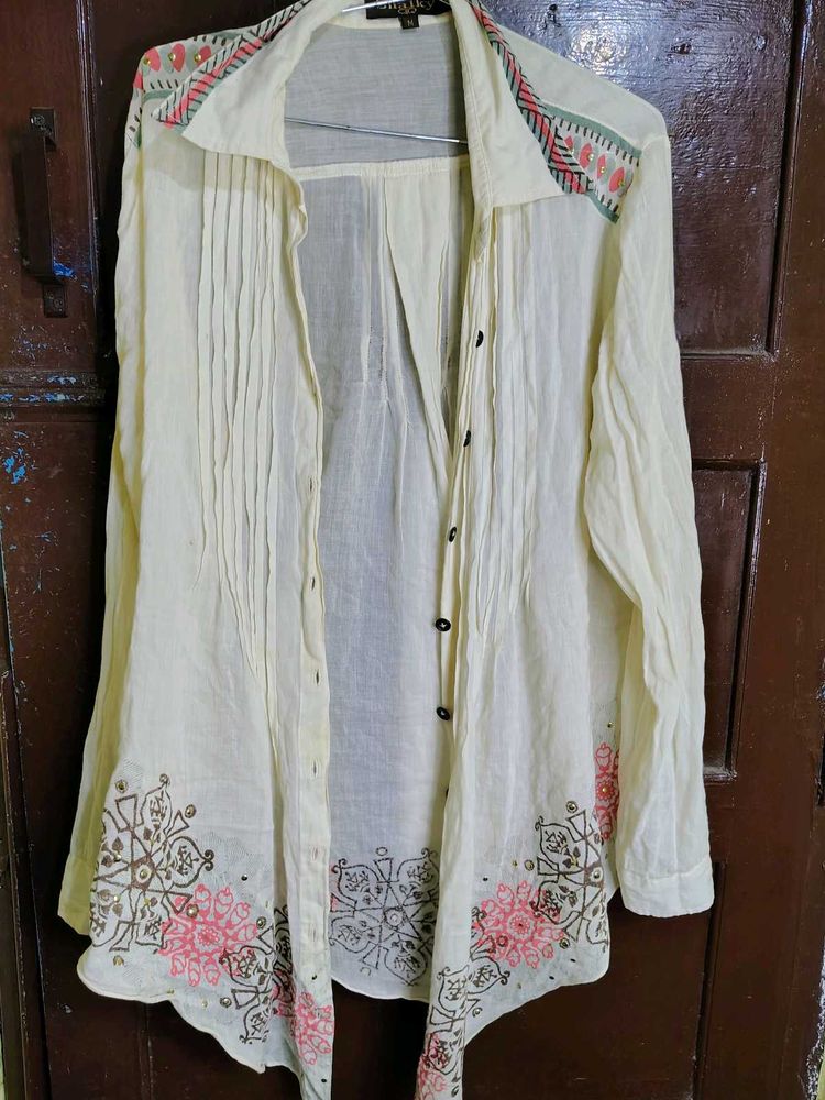 Boho Embroidered Button-Up Top