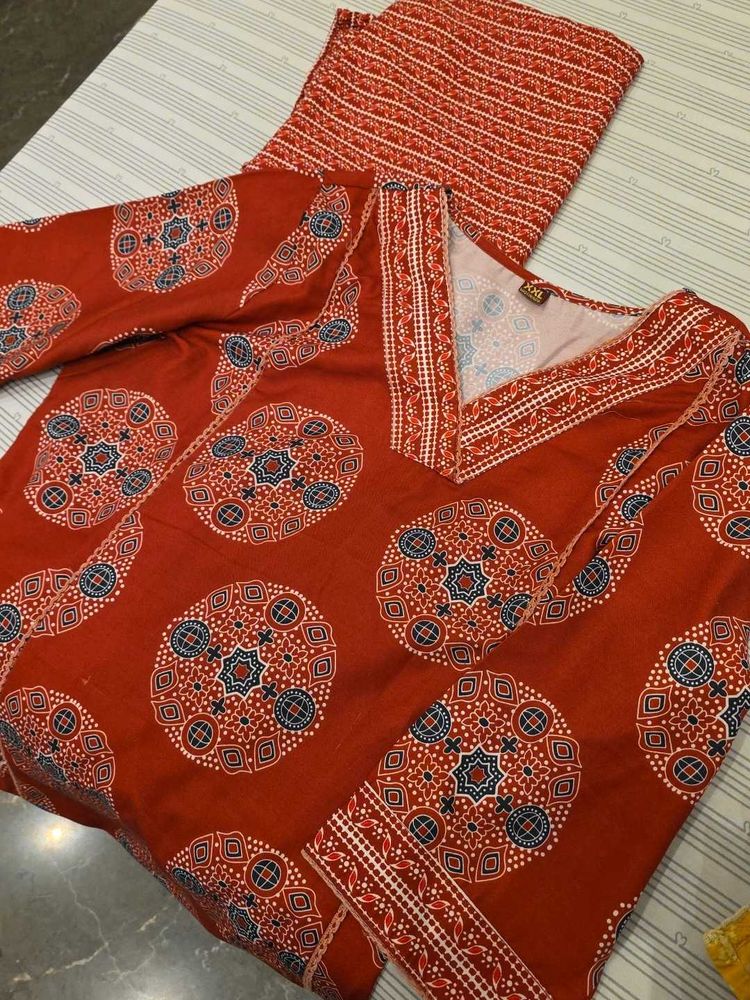 Designer Red Ethnic Kurta Set