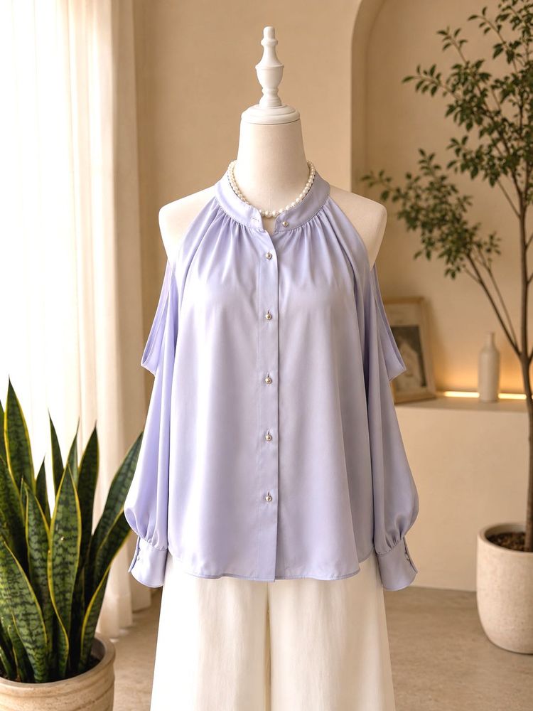 Imported lavender Cold Shoulder Blouse