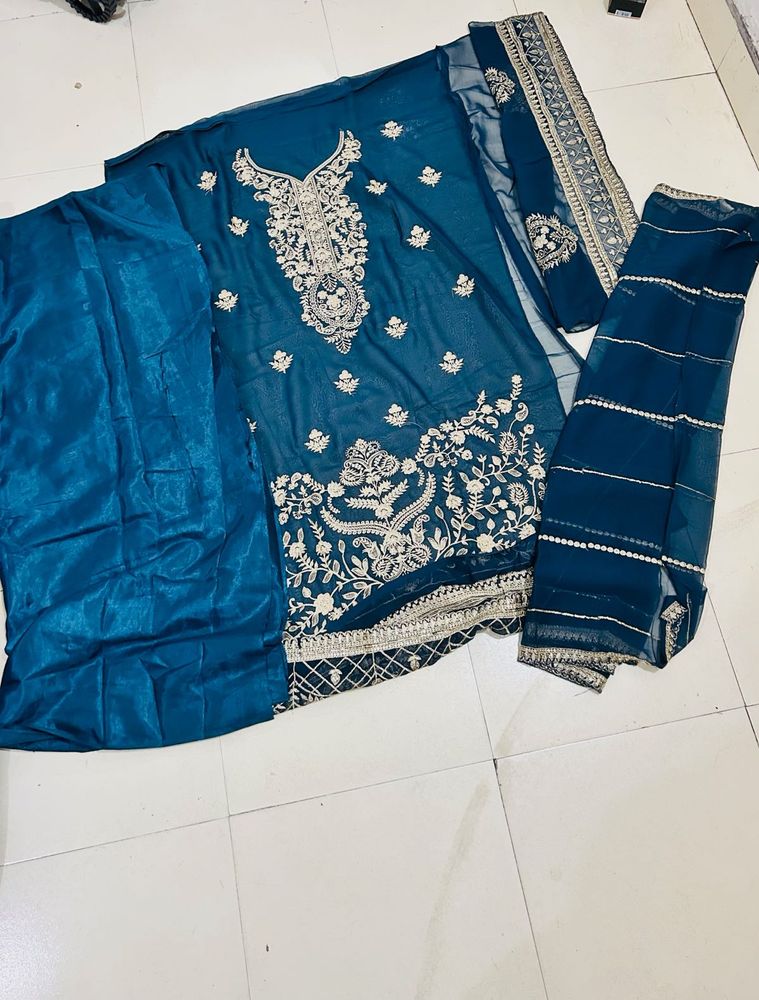 Elegant Teal Embroidered Salwar Suit