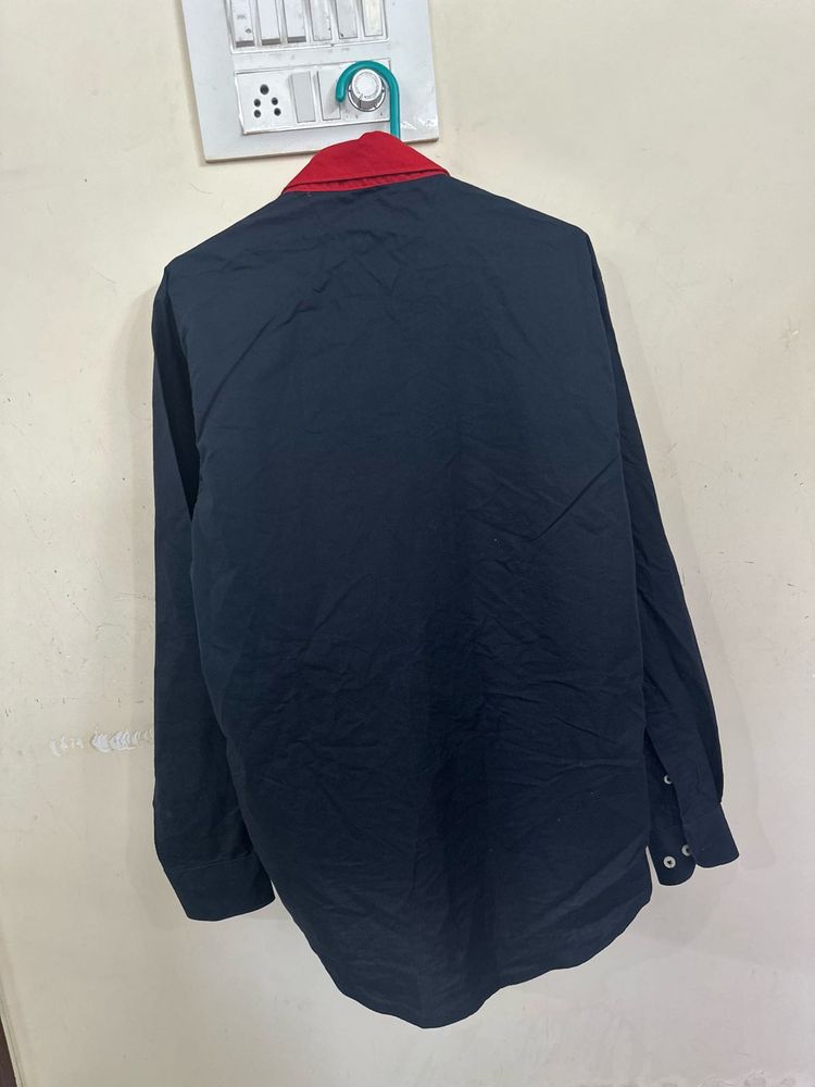 Men's Navy Blue &amp; Red Collared Shirt