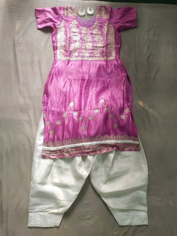 Handstitched magenta kurti set 🌟