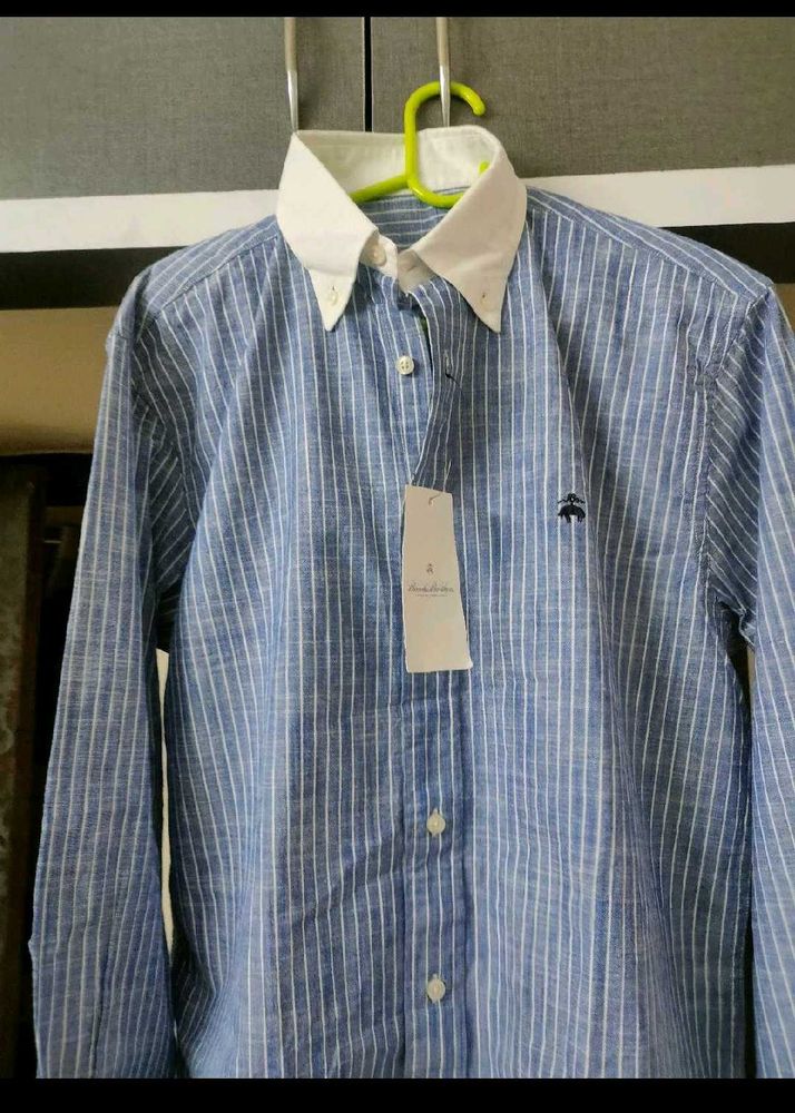 NEW BROOKS BROTHERS CONTRAST COLLOR LINEN Shirt