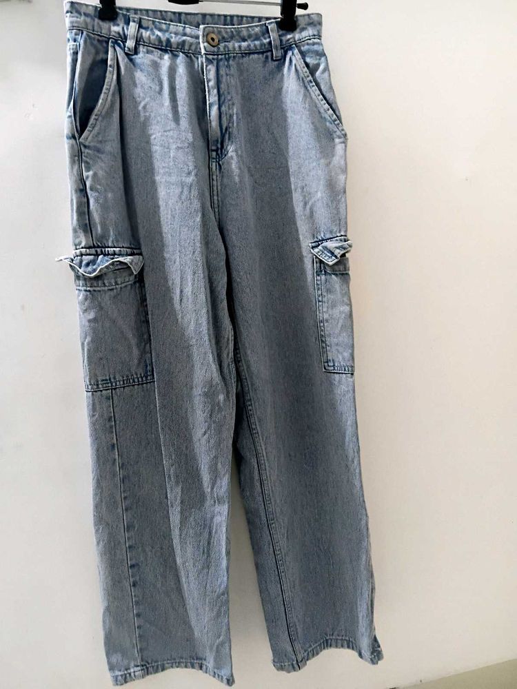 Light Wash Cargo Jeans