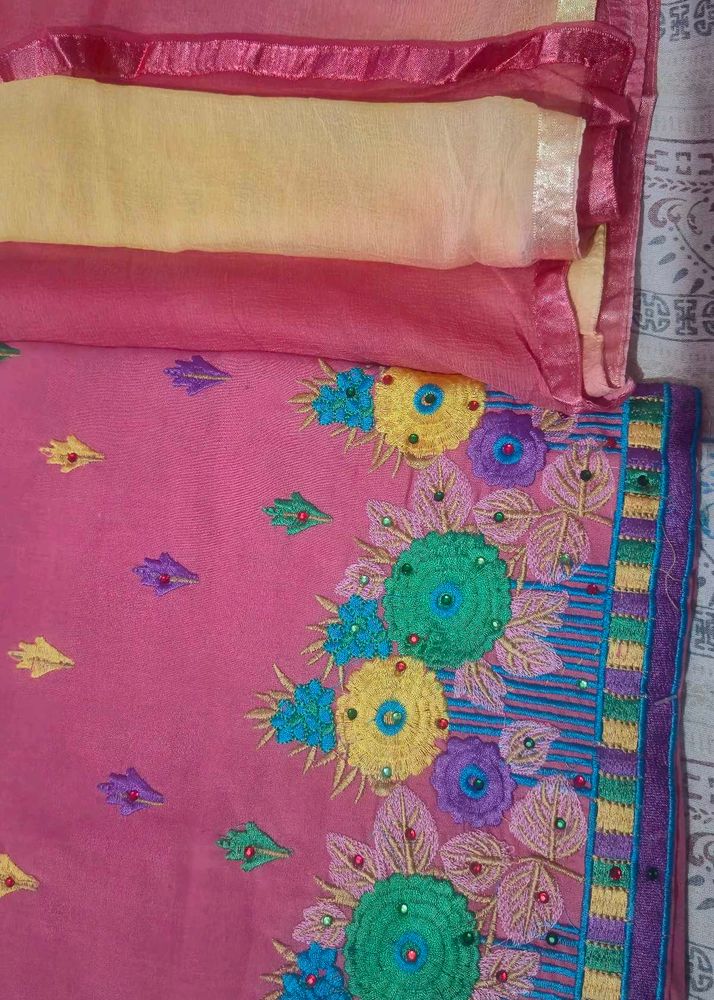Embroidered Pink suit with Dupatta