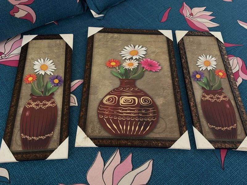 MDF FLORAL FLOWER SET OF 3 FRAMES