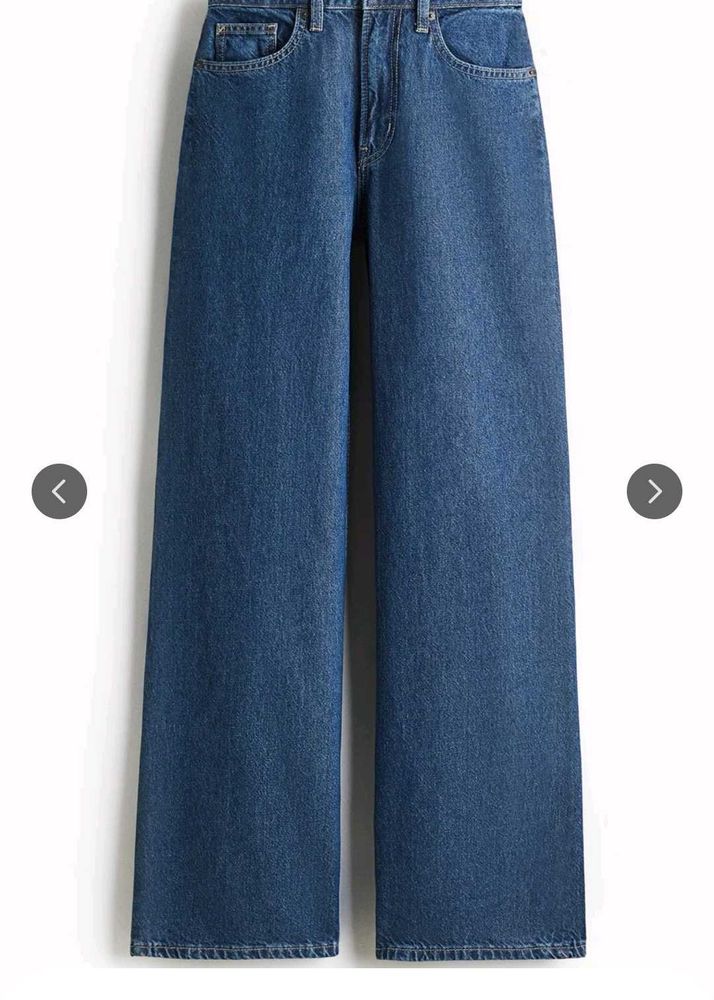 Classic Blue Wide Leg Denim Jeans