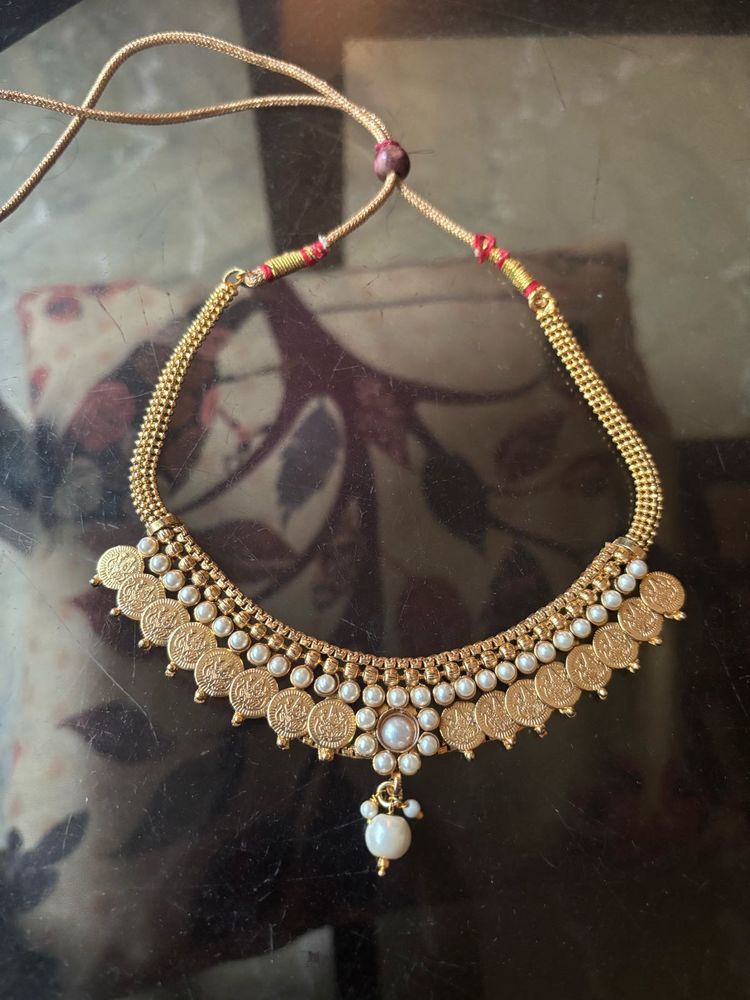 Traditional Gold-Plated Coin Choker Necklace