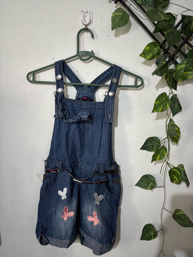 Cute Denim Overalls Shorts with Butterflies