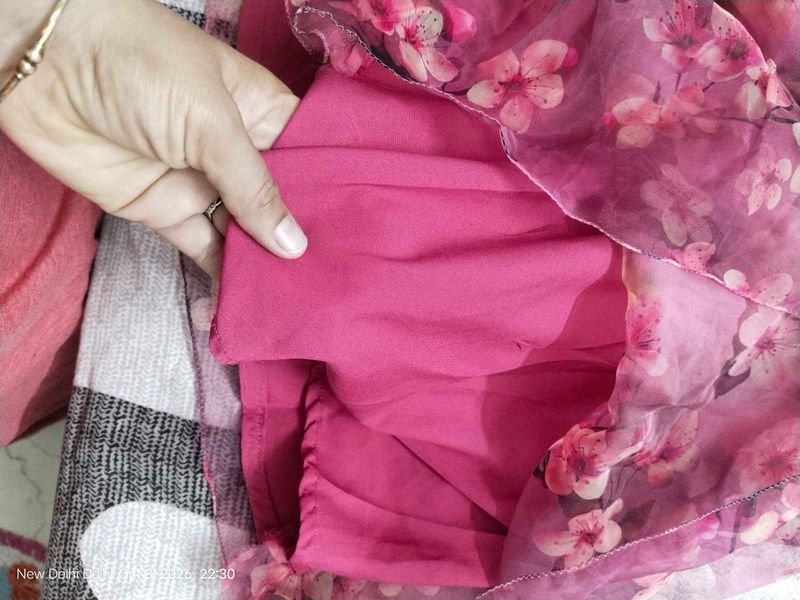 Beautiful Pink Floral Dress Material