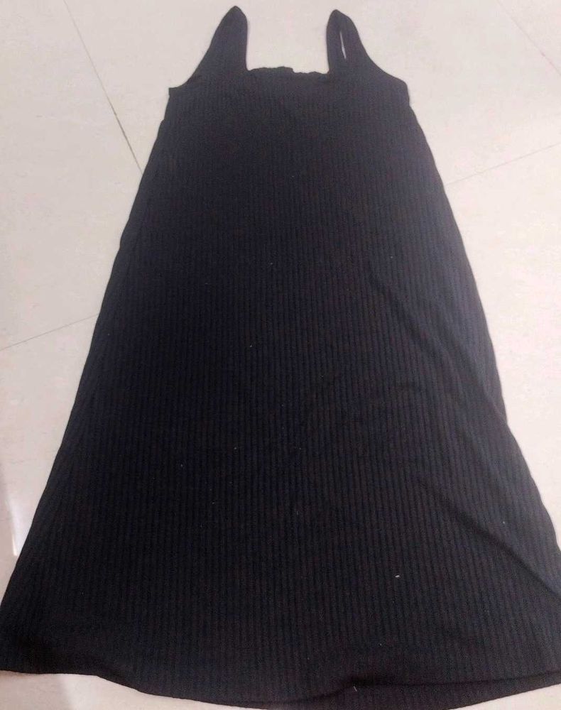 Max Ribbed Black Tank Dress