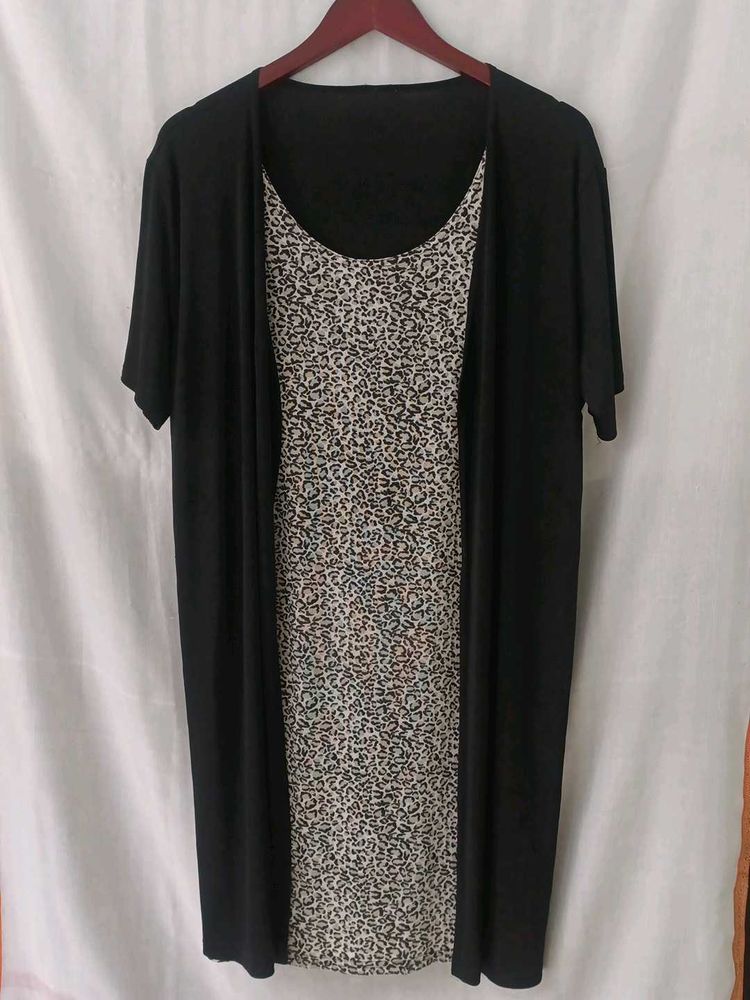 Black &amp; Patterned Layered Dress